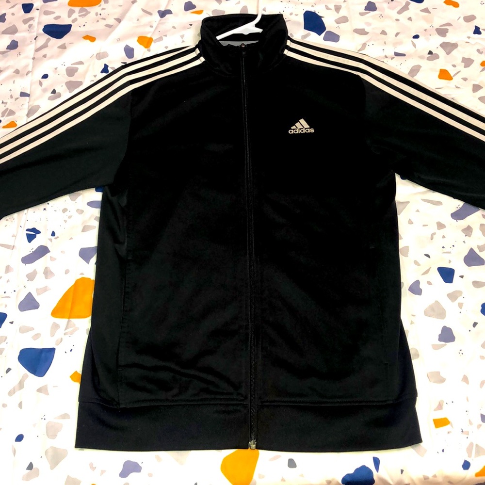 Black and White Striped Adidas Jacket!!